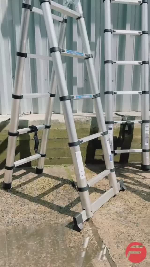 Лестница-стремянка телескопическая Scheppach алюминиевая, бытовая, 2.2+2.2 м, (7+7 ступеней) Sch-UP2