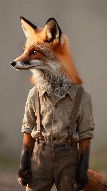 Лис в одежде человека: удивительное превращение #лис #мультфильм #фантазия