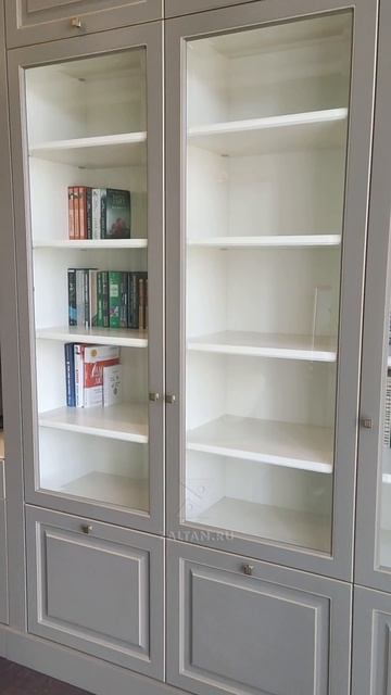 Книжный шкаф в гостиной совмещённый с нишей под ТВ