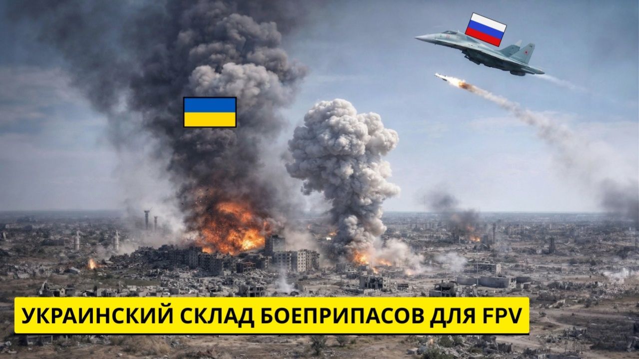 Российский Су-34 уничтожил украинский склад боеприпасов для FPV-полетов — и вот что произошло...