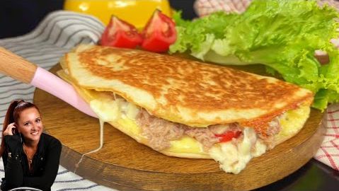 🧀 Хрустящий лаваш с тунцом, омлетом и сыром на сковороде Белковый завтрак за 10 минут