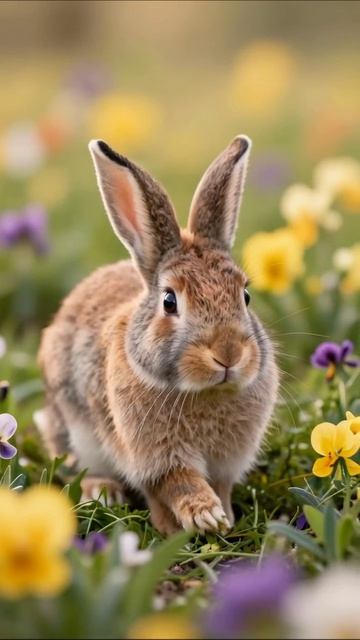 Веселый кролик в лугах цветов #кролик #петли #природа