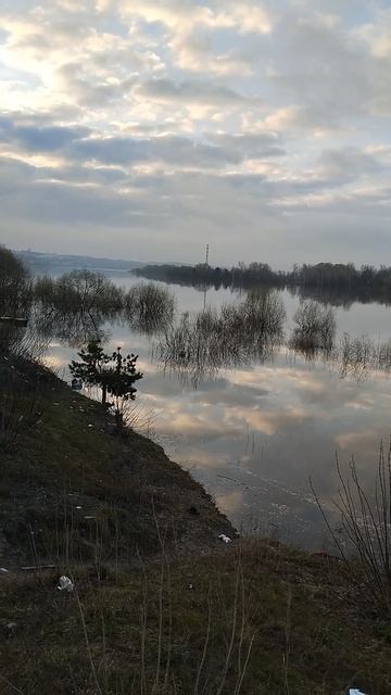 Утро р.Ока.Вода увеличивается.17.04.2026г.