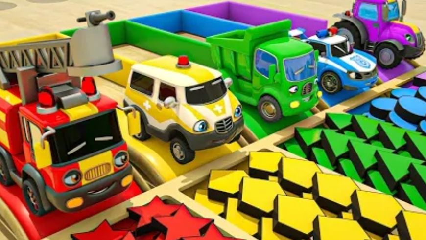 Волшебный бассейн превращает машинки в разноцветные колеса, Очень простые песенки  для детей