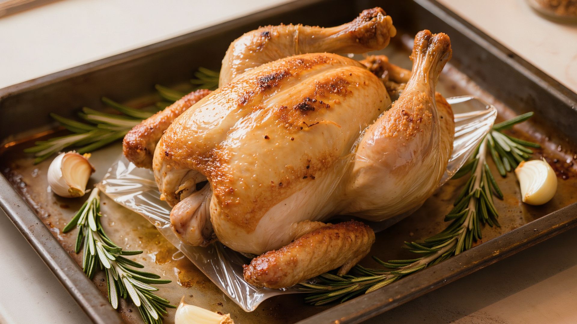 Курица в рукаве, запечённая в духовке