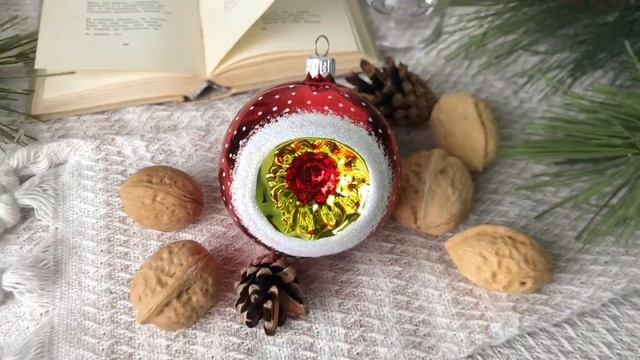 Елочный шар ЛУЧИСТЫЙ красный, 85 мм, С1448-кр