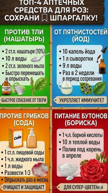 ТОП-4 АПТЕЧНЫХСРЕДСТВ ДЛЯ РОЗ!