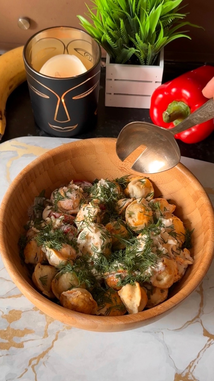 Салат Хрустящие пельмеши  