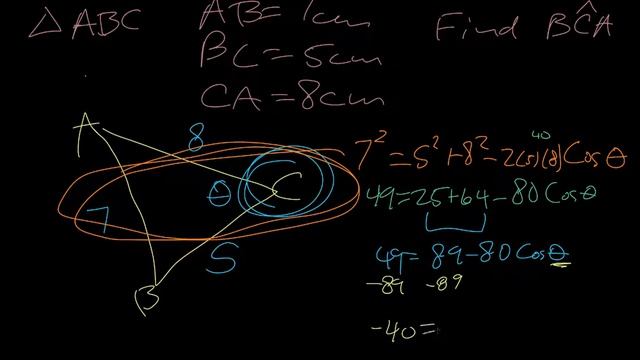 Math SL - 8C Part 2 - The Cosine Rule