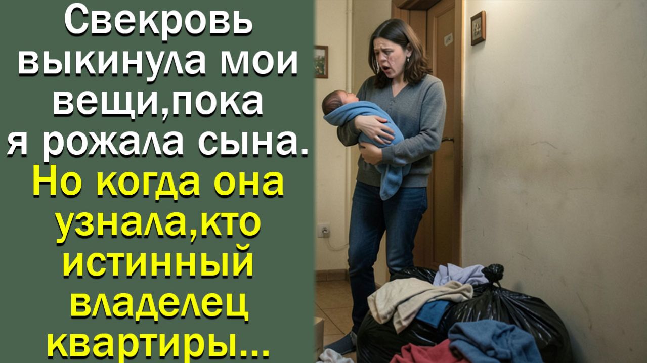 Свекровь выкинула мои вещи пока я рожала сына. Но когда она узнала кто истинный владелец квартиры