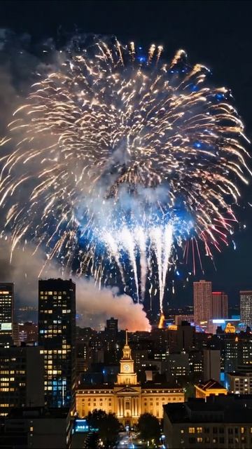 Невероятные фейерверки над городом фейерверк ночное_небо городская_красота