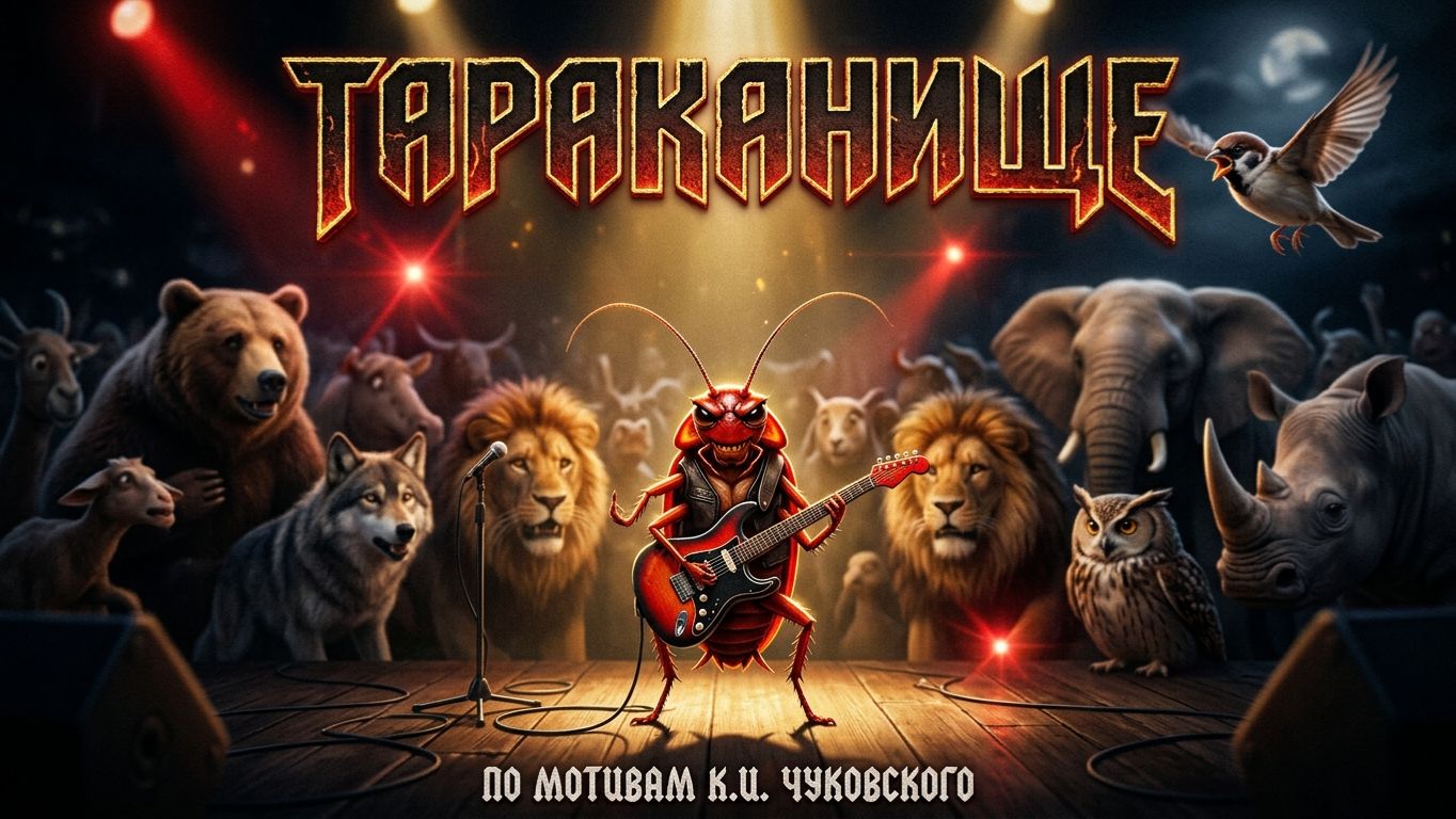 ТАРАКАНИЩЕ  Панк-рок атака по Чуковскому ИИ музыка видео AiD Music