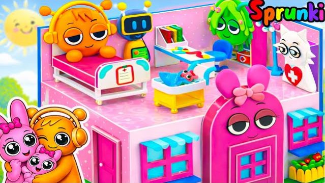 ДЕЛАЕМ БОЛЬНИЦУ СПРУНКИ С ОРЕН И ПИНКИ  НАБОР ДОКТОРА ИЗ ПЛАСТИЛИНА SPRUNKI INCREDIBOX СПРУНКИ ВРАЧ