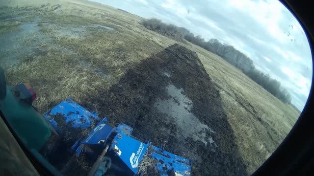 Фреза в естественной среде обитания. Фрезерую воду на сенокосе выравниваю кочки. Т-40 с почвофрезой