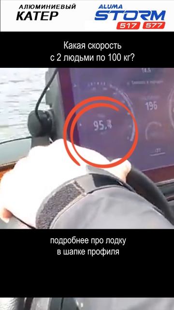 Какая скорость с 2 людьми по 100 кг у лодки Aluma Storm 577?