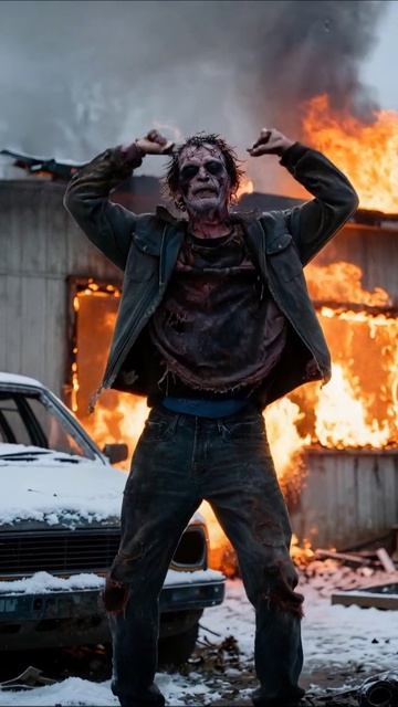 Зомби в огне: апокалипсис на снегу зомби ужасы апокалипсис