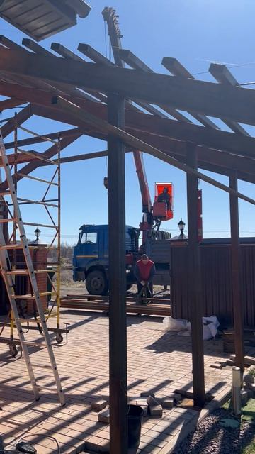Монтаж навесов. Сборка каркаса.