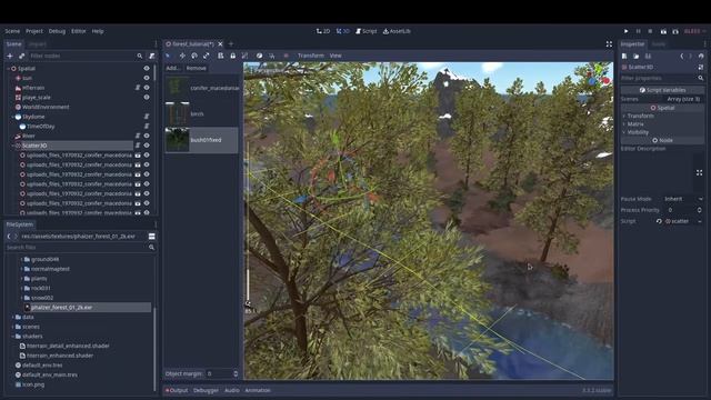 Сцена леса Godot