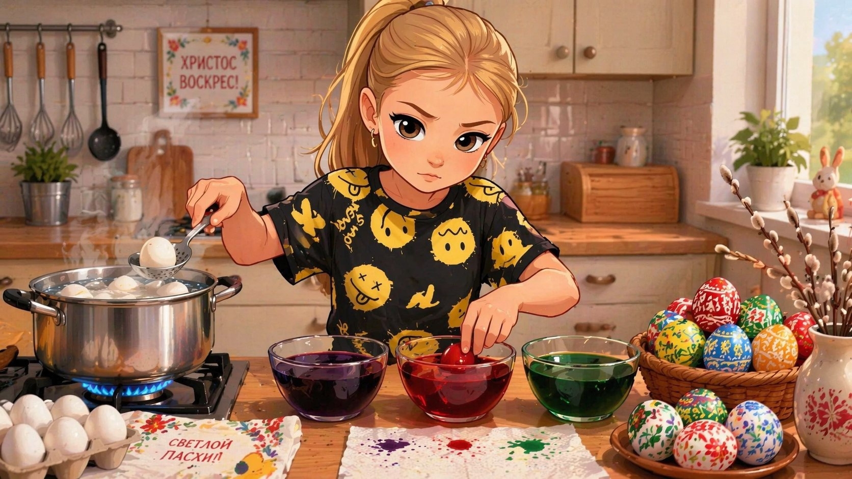 Окраска яиц без химии: Драконьи яйца с куркумой и каркаде от Ани