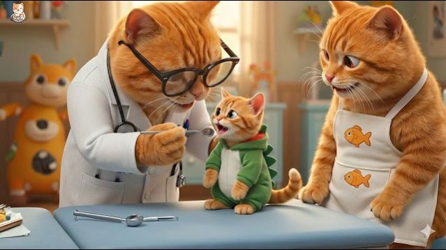 Кошачья история  Лечение зубной боли у рыжего котёнка: Путешествие мамы-кошки