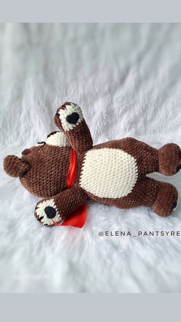 Плюшевый спящий мишка крючком