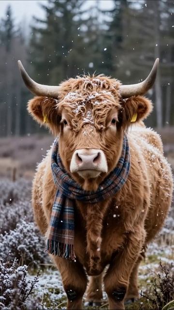 «Зимние денечки с милым коровьим другом» #коровы #зима #животные