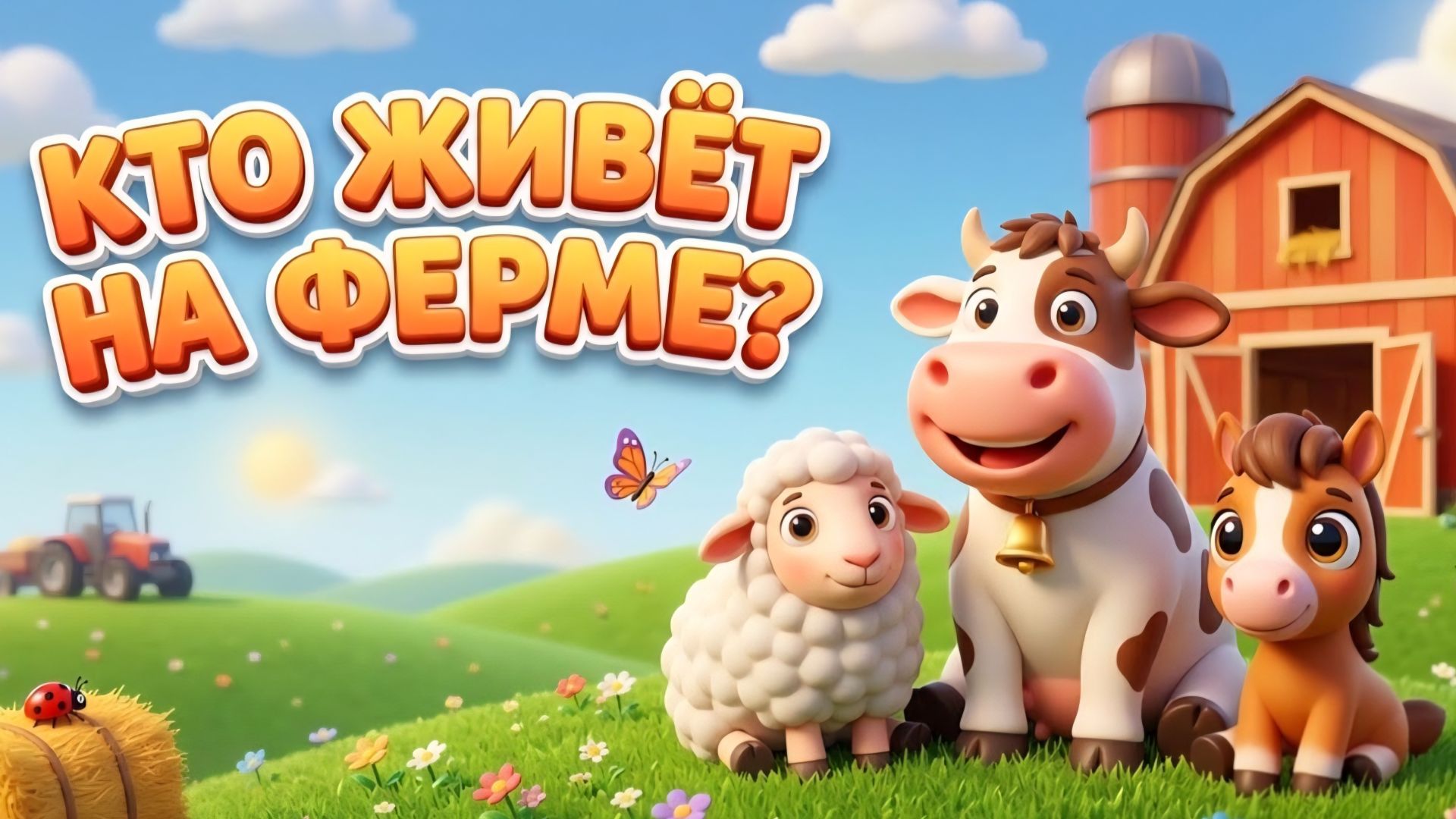 кто живёт на ферме. домашние животные. развивающий и познавательный мультфильм для детей