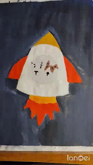 Рисунок на тему космос Белка и Стрелка.Простой рисунок.