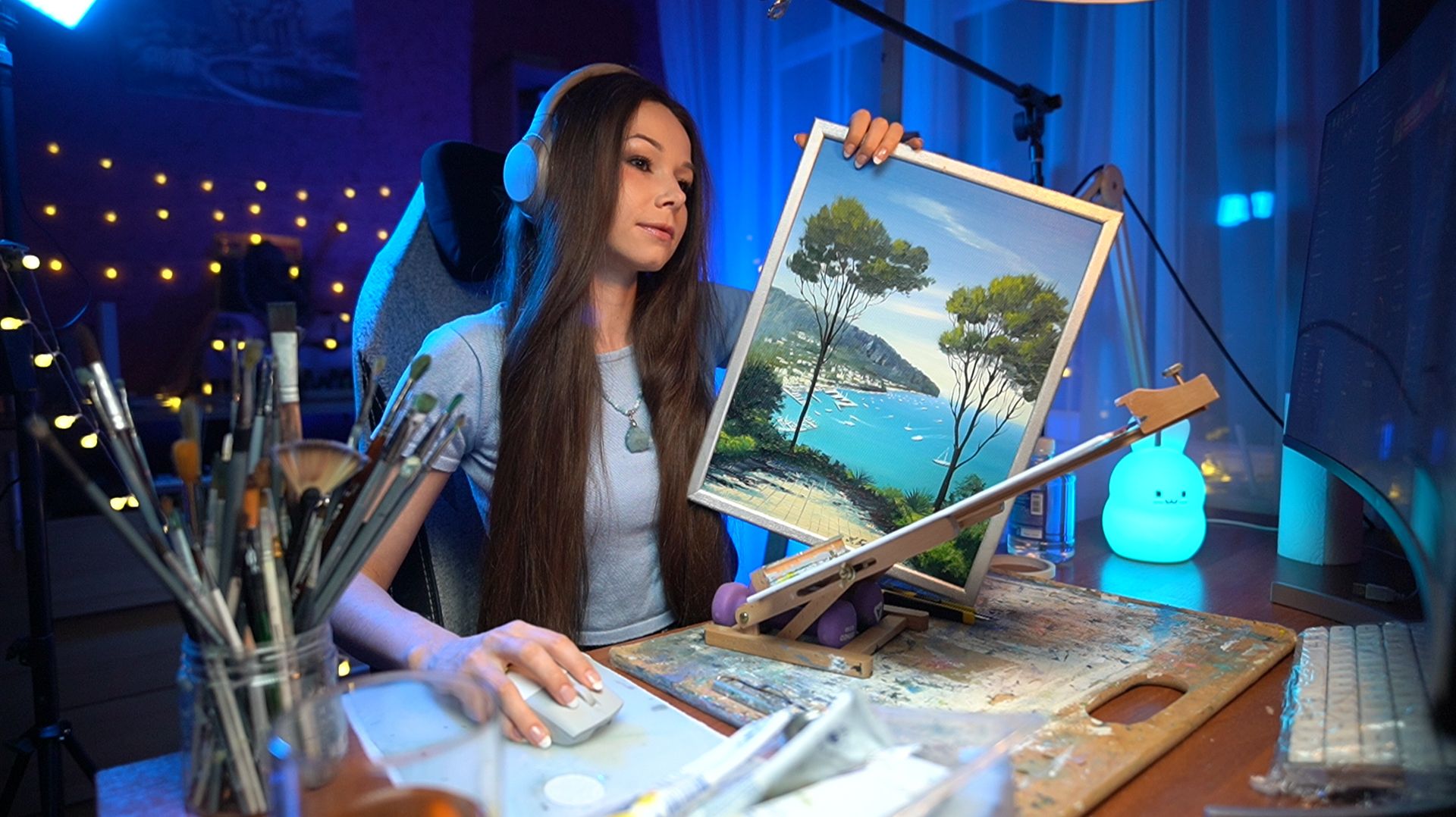 КАРТИНА МАСЛОМ НА СТРИМЕ🎨 #ламповыйстрим #девушкастримит #живопись #картина #рисование