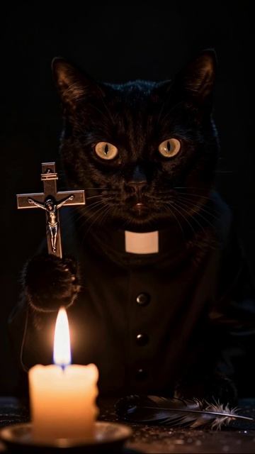 Кошачья церковная служба: таинственный священник #кот #мистика #юмор