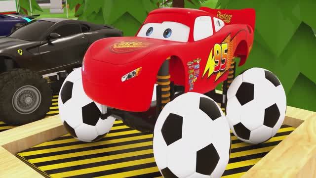 Изучаем цвета вместе с Молнией Маккуином Смена колес — Шины для футбольного мяча — Видео для детей