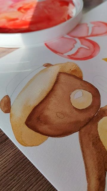 Мишка на пляже. Летняя иллюстрация