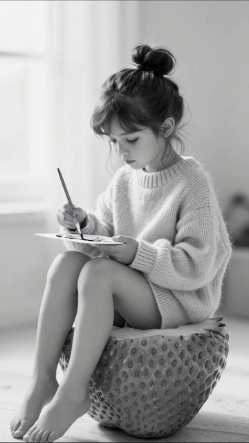 Творческий момент: девочка рисует в уютном уголке #арт #рисование #детьи