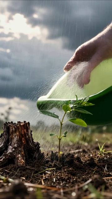 Новый росток: надежда в дождливый день природа рост живопись