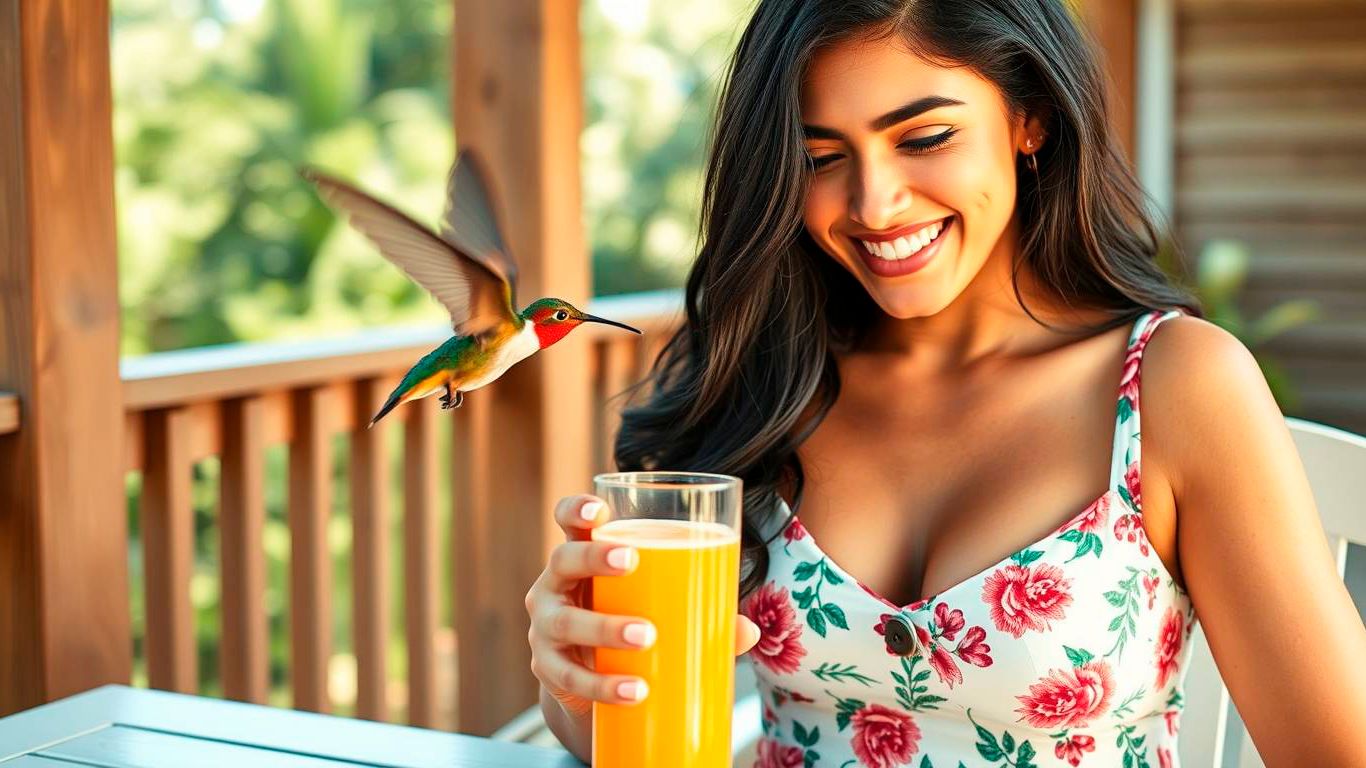 Девушка, колибри, нектар и магия