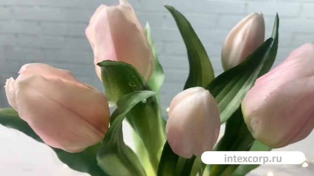 Искусственный букет ТЮЛЬПАНЫ ＂НЕЖНОСТЬ ВЕСНЫ＂, силикон, нежно-розовый, 216003-15-2