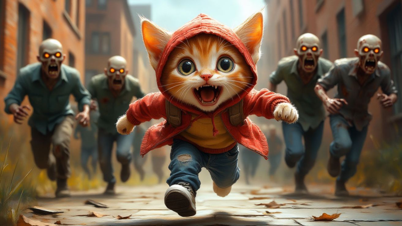 Мультики для детей . На котенка напали зомби.