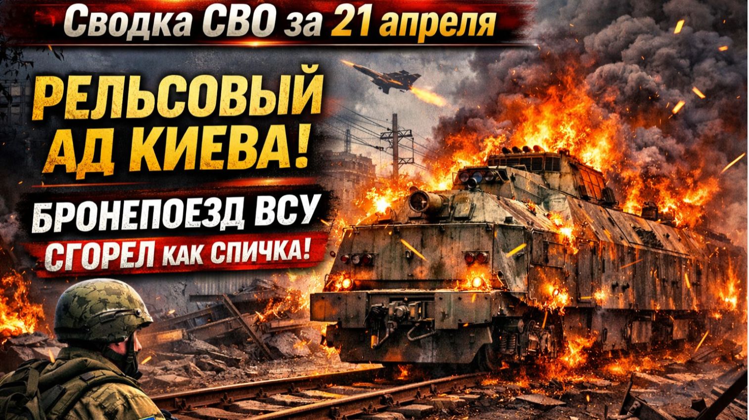 Сводка СВО за 21 апреля. Рельсовый ад Киева Бронепоезд ВСУ в сгорел как спичка