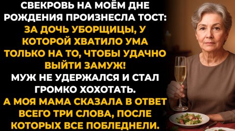 Истории из жизни | Свекровь на моём празднике подняла тост за дочь уборщицы...| Аудио рассказы