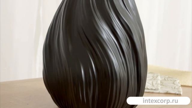 Декоративная ваза ВОЛЮТЭ, фарфор, чёрная, 19х15 см, APF646670