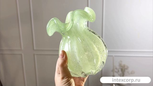 Декоративная ваза РОКСИ, стекло, светло-зелёная, 14 см, 1100168A771