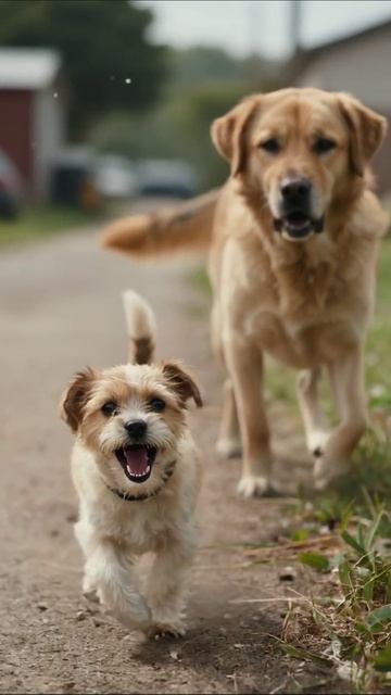 Собачьи приключения: радость на прогулке #собаки #друзья #приключения