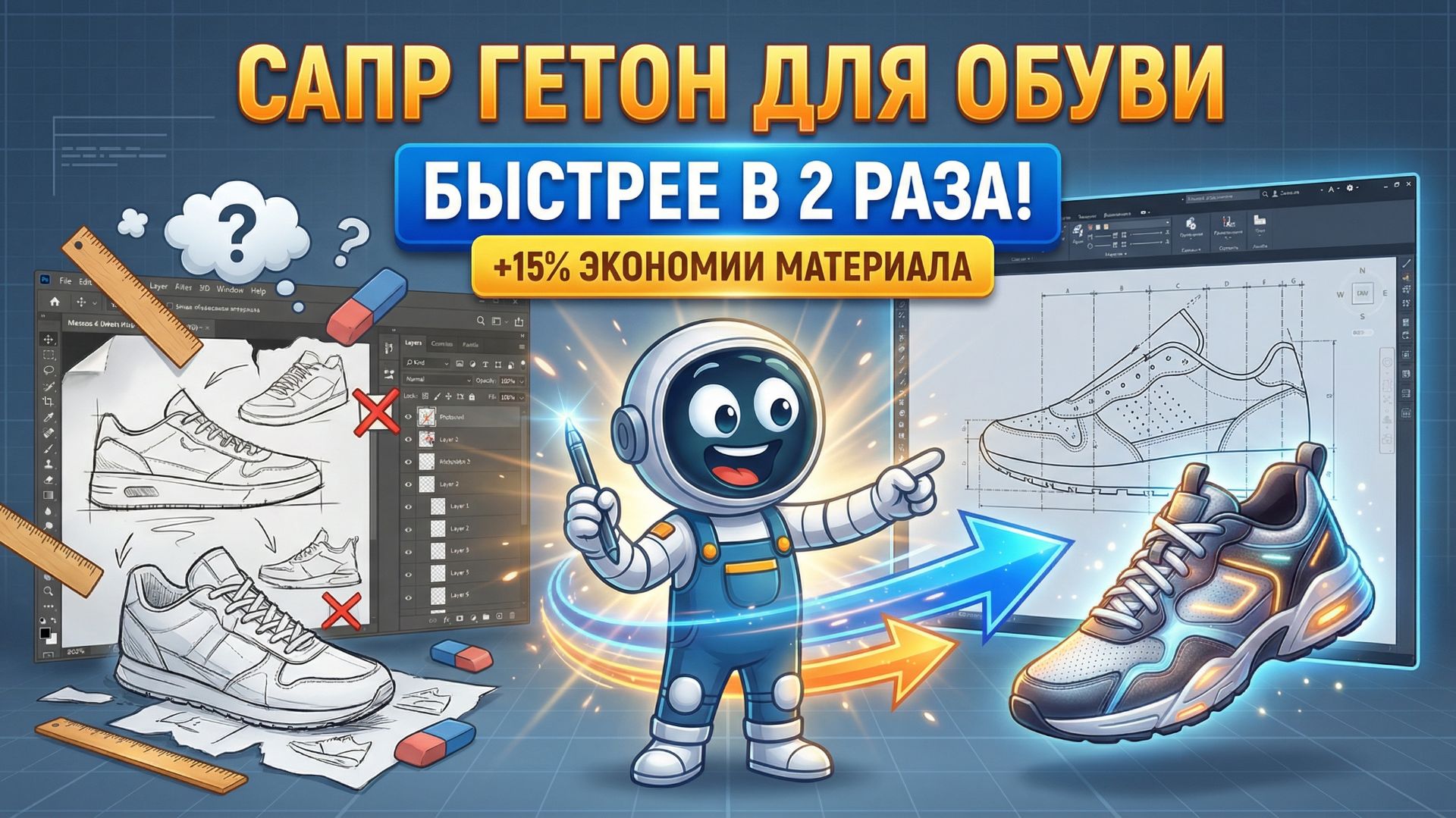 Как ускорить разработку обуви в 2 раза? 👟 Обзор САПР Гетон для производств