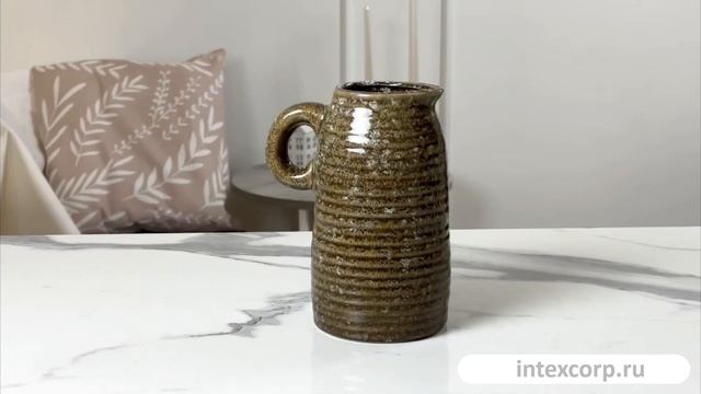 Декоративная ваза-кувшин СИЛЬВИН, керамика, коричневая, 17 см, 95202580-1