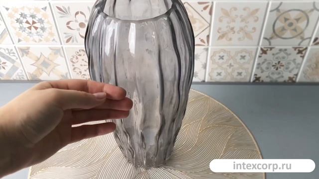 Декоративная ваза ФЕЛИН, стекло, дымчато-серая, 27 см, 1122491