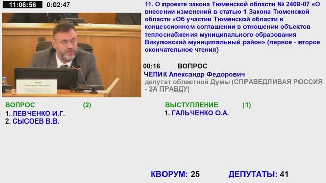 32 заседание Тюменской обалстной Думы VII созыва