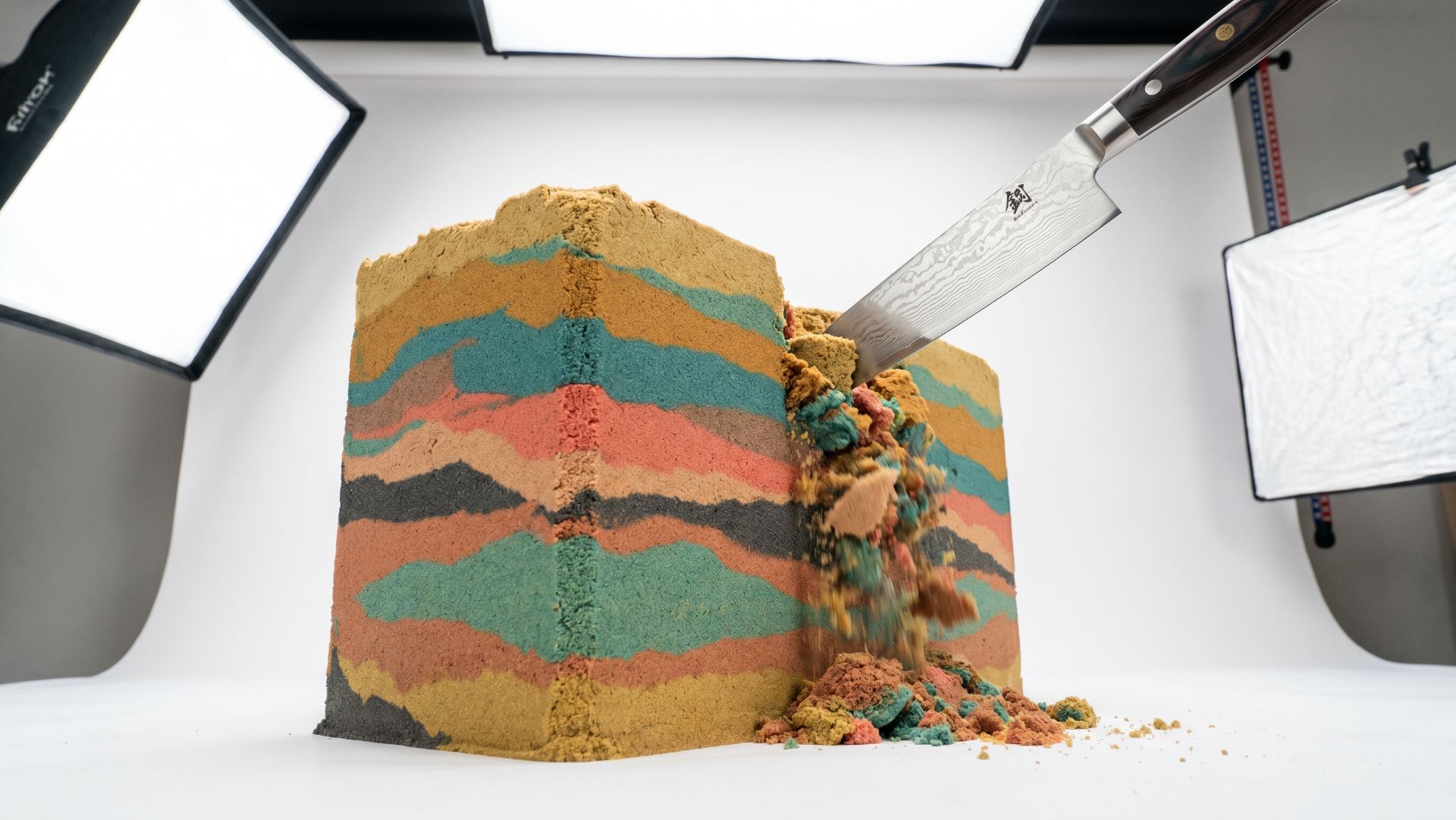 Песочный вулкан: Смешивание 10 цветов