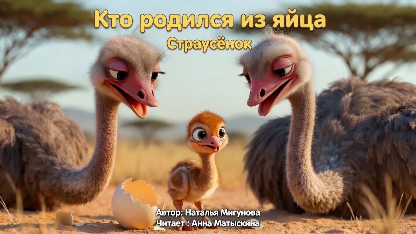 Кто родился из яйца? 🥚✨ Сказка о маленьком Страусёнке🐣