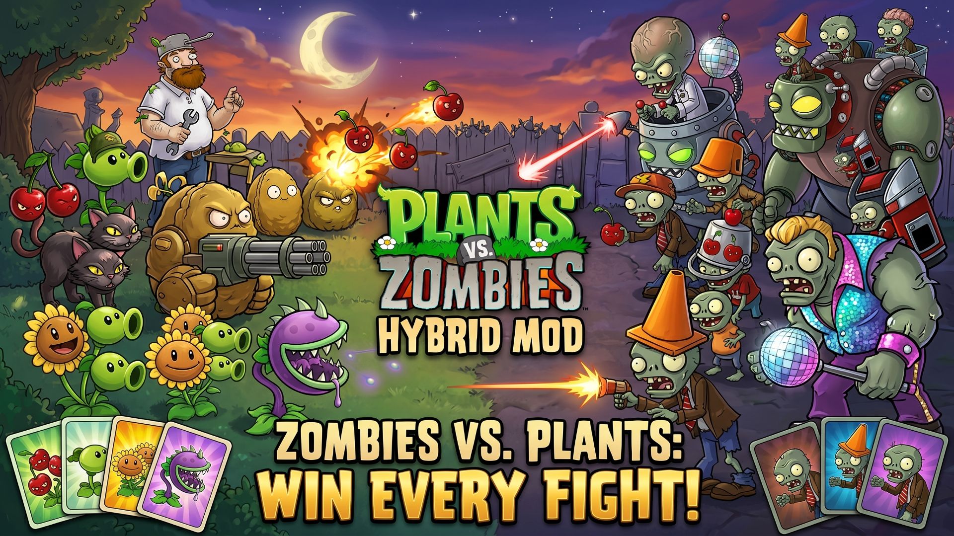 Растения против Зомби ПвЗ Fusion Plants Vs. Zombies Hybrid Grafted Mod PvZ мод Битва прохождение топ