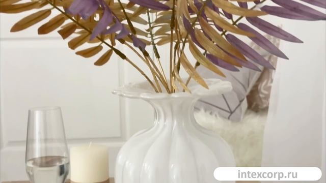 Декоративная ваза ЛЕТТИ, стекло, белая, 25 см, 1100452A100.